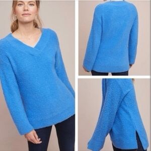 Anthropologie Clayton Blue Alpaca Blend V-Neck Sweater S